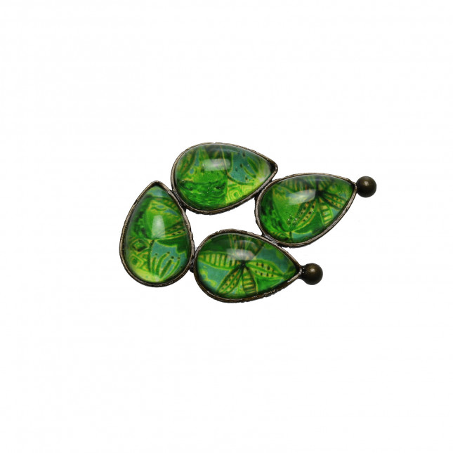 帯留め 緑 ユリ