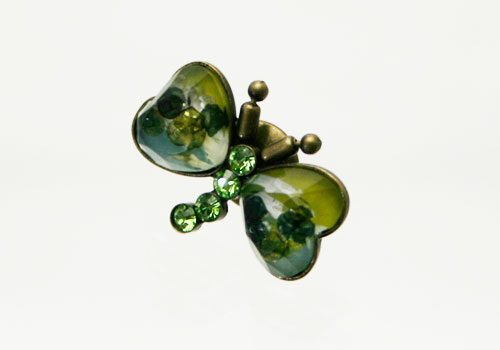 グリーンのミニ蝶のピンブローチ[pin brooch]
